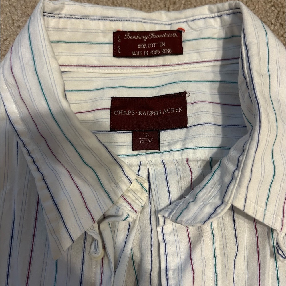 Ralph Lauren Striped Button Down Shirt Mens L Blue White Classic Preppy/Luxury - Picture 5 of 7